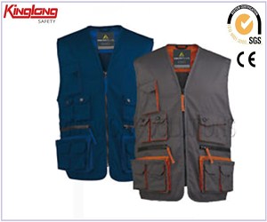 Wholesale 100 Polyester Work Vest,Sleeveless Jacket  With Multi-Pocket