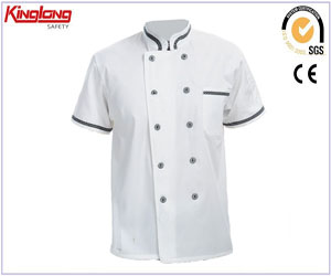 Proveedor de chaqueta de uniformes de chef al por mayor, fabricante de China de chaqueta de chef blanca