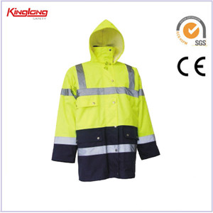 Winter safety jacket，Winter parka coat，Factory price cheap men reflective clothes high visibility winter safety jacket