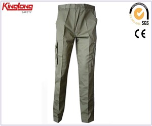 Calças de trabalho estilo masculino fabricante da china, calças de design quente de 6 bolsos de cor cinza