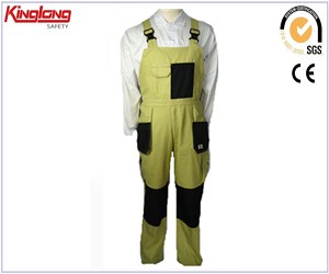 Yellow and black color combination bib overalls,Work bib brace China manufacturer