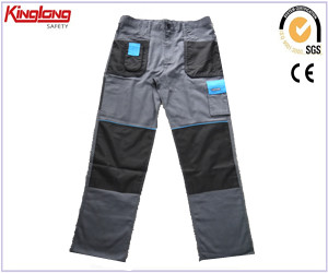 wytrzymałe spodnie robocze, wysokiej jakości szaro-niebieskie trwałe spodnie robocze, 100% bawełna męskie wysokiej jakości szaro-niebieskie trwałe spodnie robocze
