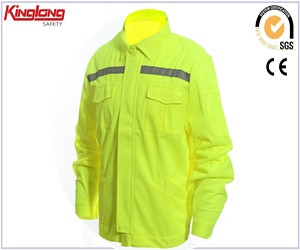 men safety clothing embroidery fabric cotton jacket, protective clothing movement wholesale jacket with reflcevtive tape