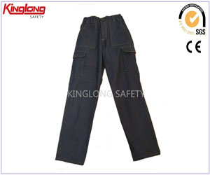 heren 6 pockets denim jeans cargo broek, Blue Jeans Dickies Work broek met Nylon Rits