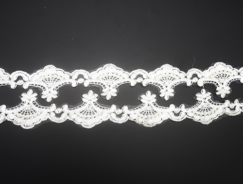 Decorative lace with sequin beads. Vintage wedding / bricolage DIY handmade sewing decorative ribbon