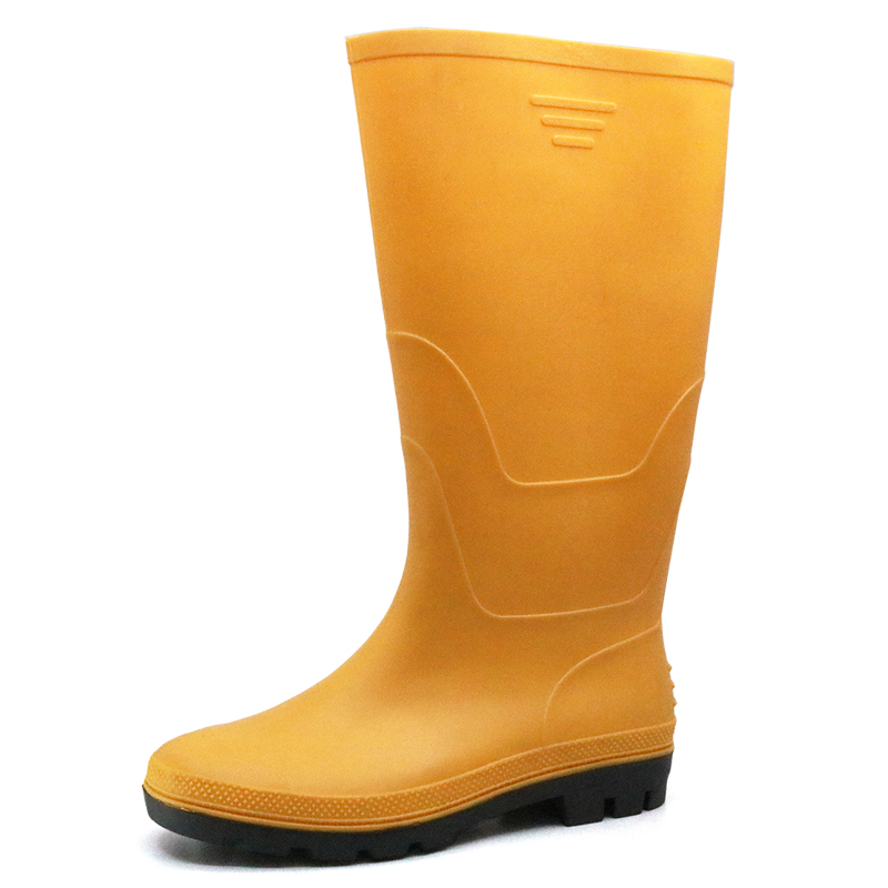 102-4 Yellow water proof anti slip non safety PVC wellington rain gum boots for work