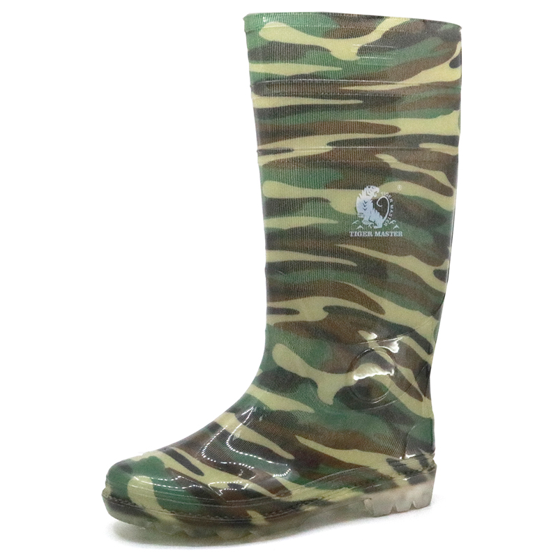 103-5 Waterproof camouflage non safety PVC glitter rain boots for work