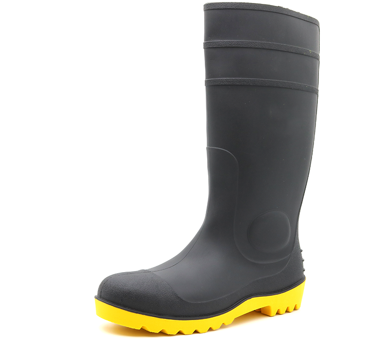 106-4 CE经过验证的防滑防水结构PVC安全雨靴钢脚趾