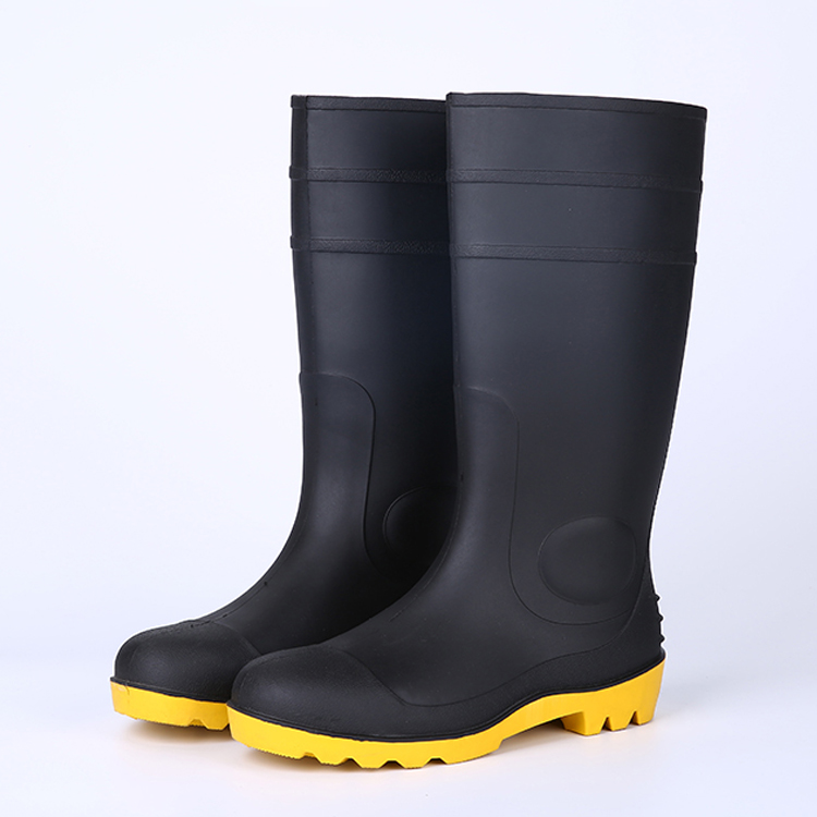 106-4 black steel toe pvc boots for men