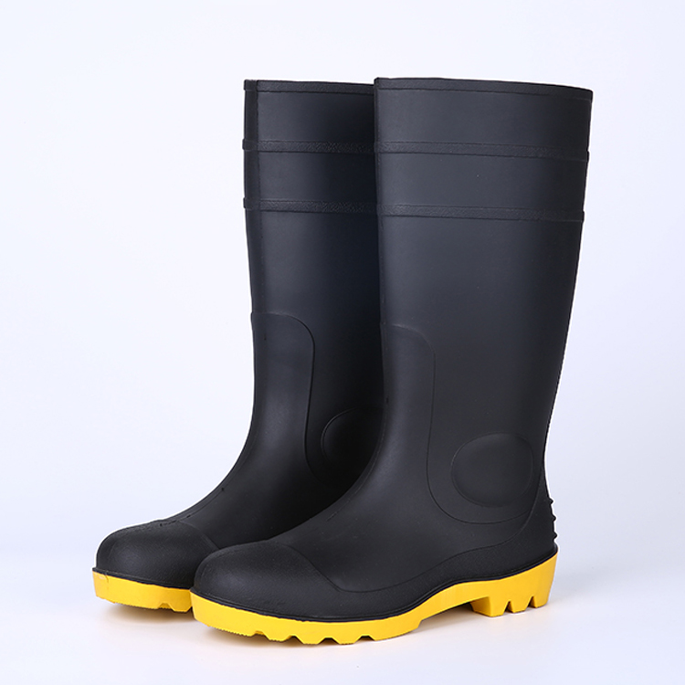 106-5 imperméable à l'eau en acier toe pvc bottes de travail hommes