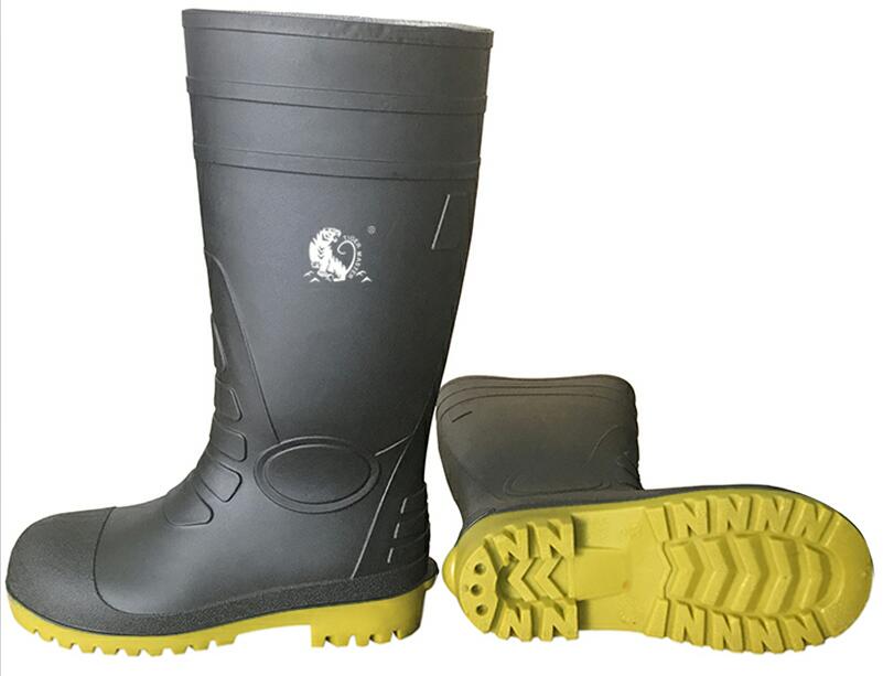108-10 CE approved black water proof steel toe puncture proof pvc safety rain boots