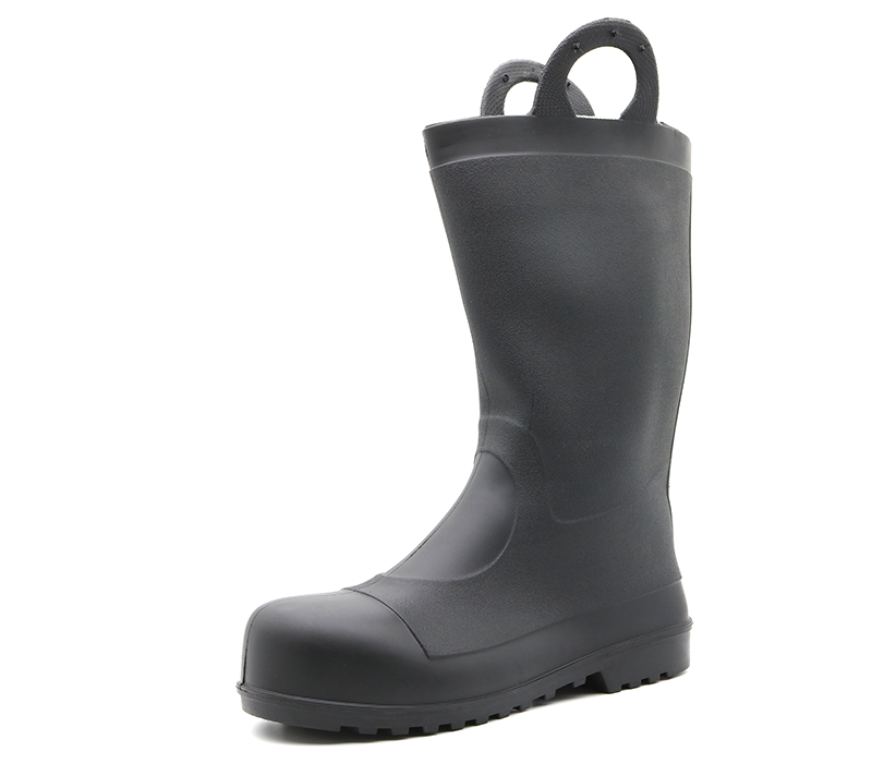 110黑色防水防滑钢脚趾中间板PVC安全雨靴配手柄
