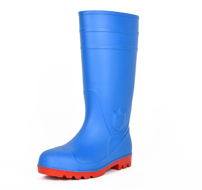 111 new design blue oil resistant steel toe safety rain boots pvc