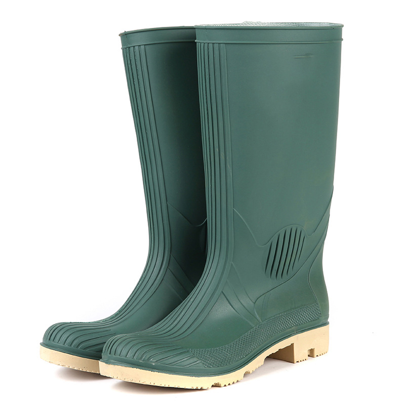 804 مقاوم للماء مضاد للانزلاق الأخضر غير السلامة من أحذية المطر PVC للرجال