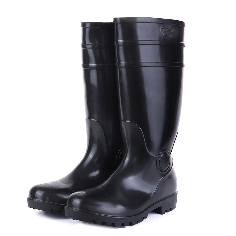 805 Knee high anti silp steel toe puncture proof glitter pvc safety rain boots