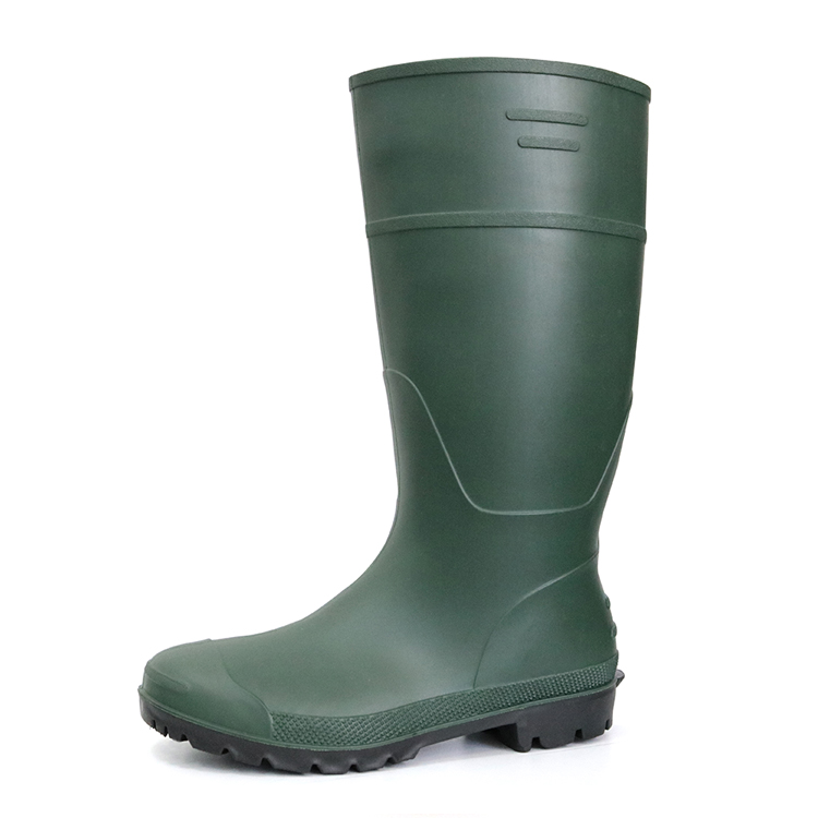 A8GB绿色磨砂防水非安全pvc雨靴适合花园