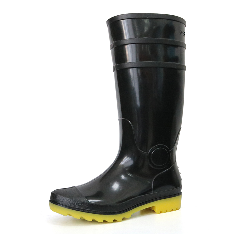 E6BY Waterproof lightweight non safety cheap black glitter pvc rain boot
