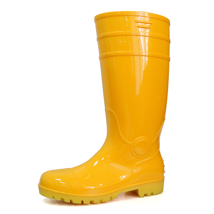 F30YY waterproof steel toe cap oil resistant glitter pvc yellow wellington boots