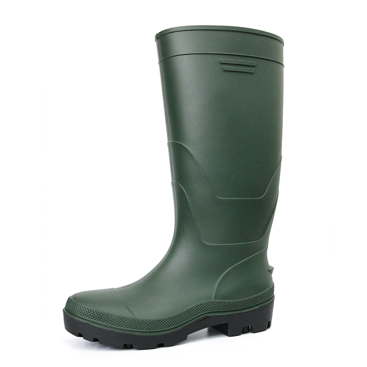 F35GB green matte oil resistant waterproof steel toe cap pvc safety rain boot