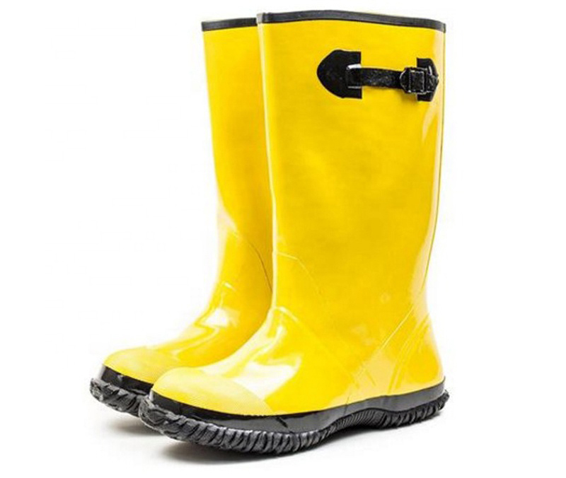 R019 water proof oil resistant anti slip yellow slush rubber boots overshoes
