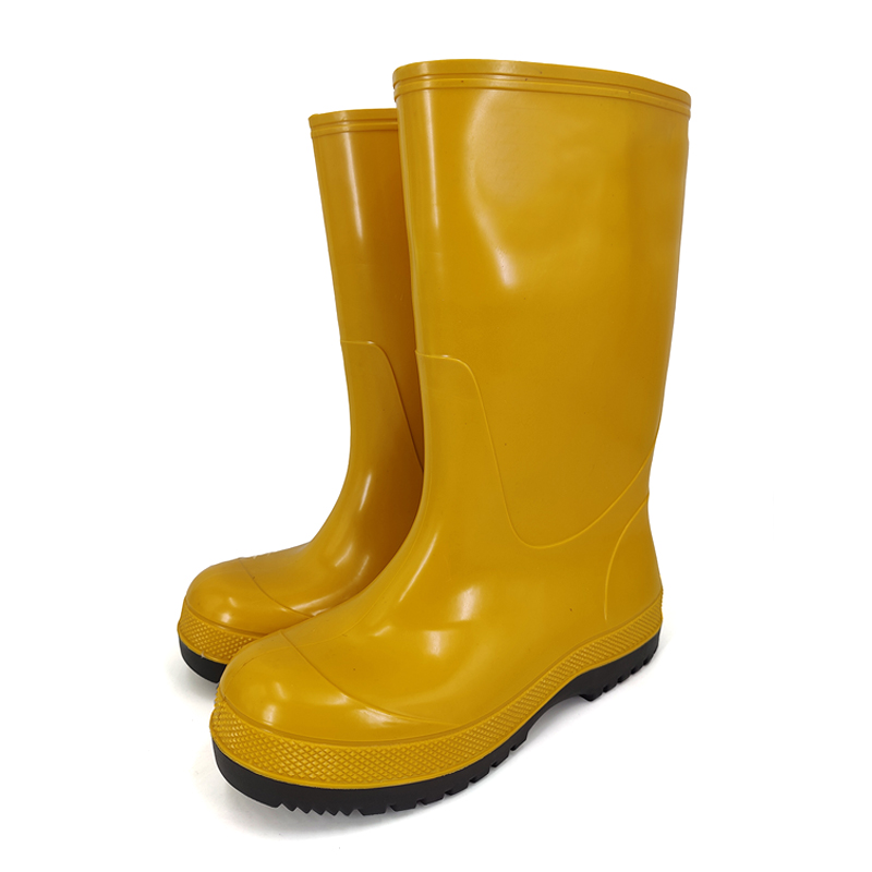 R020 حمض الزيت مقاوم للماء غير السلامة PVC أحذية صفراء سلوت للولايات المتحدة الأمريكية
