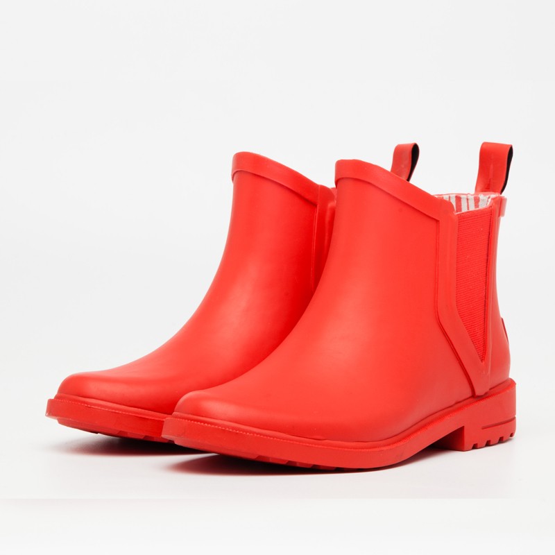 رب-003 الكاحل الأحمر أزياء السيدات المطاط أحذية المطر عالية