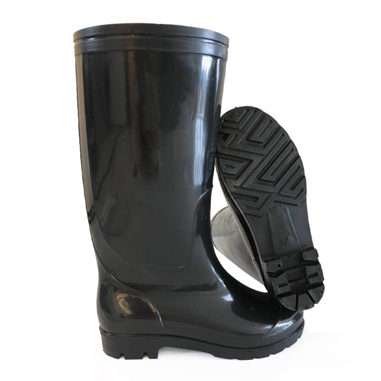 SQ-02 Небезопасный дешевый черный блестящий пвх рабочий ботинок дождя