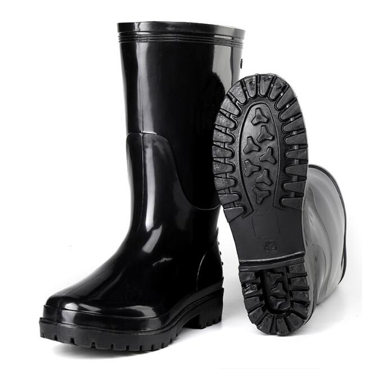 SQ-501B رخيصة غير السلامة PVC بريق أحذية المطر الرجال