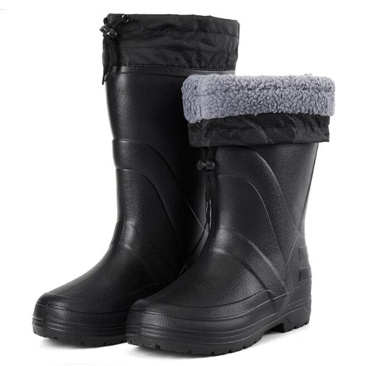 SQ-903B black lightweight water proof pu collar men winter eva work boots