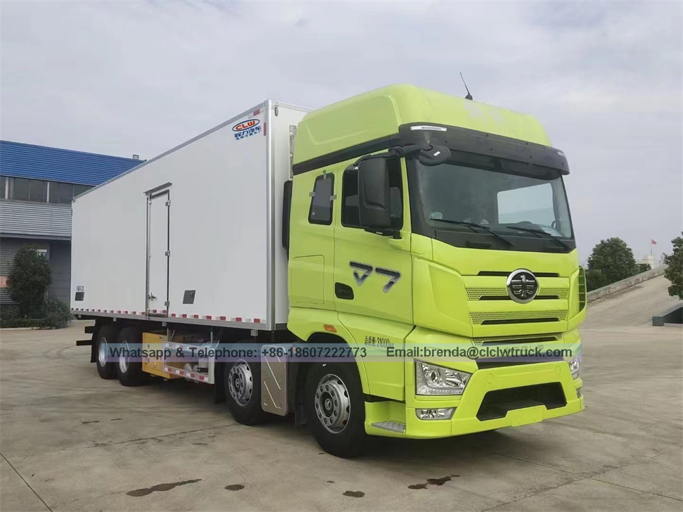 9.6 metros Faw Jiefang J7 Transmisión automática Camión refrigerado Venta directa Venta de carga Alimentos Refrigerados REEFER REEFER Camión de caja fría
