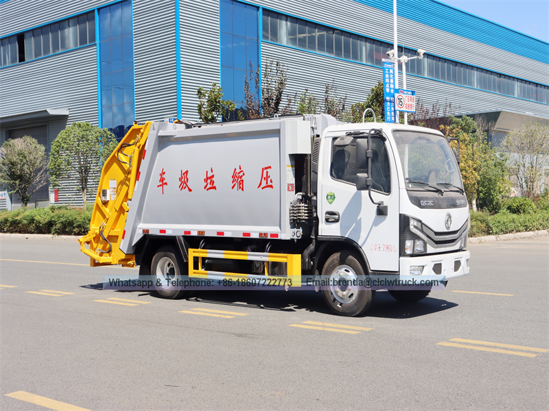 Dongfeng 6m3 camión de basura, camión de basura de compresión