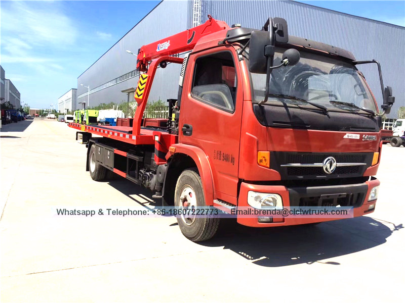 Dongfeng Truck 4ton con grúa, proveedor de vehículos de remolque, fabricante de vehículos de recuperación China