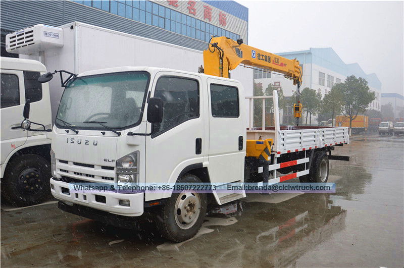 ISUZU Double Cabin Telescópica Boom Máquina de construcción de 2 toneladas Camina Montada de Crane 3.2ton con grúa del motor