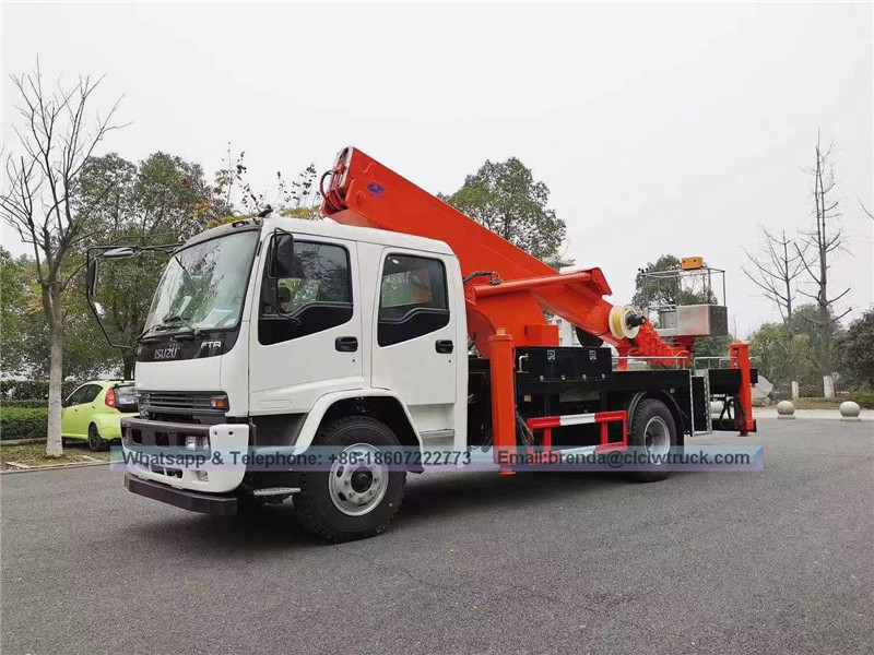 ISUZU 18 metros/20 metros Arm Recto Aerial Ayerial Hidráulico Sobre la plataforma de trabajo Camión para mantenimiento de luces de la calle