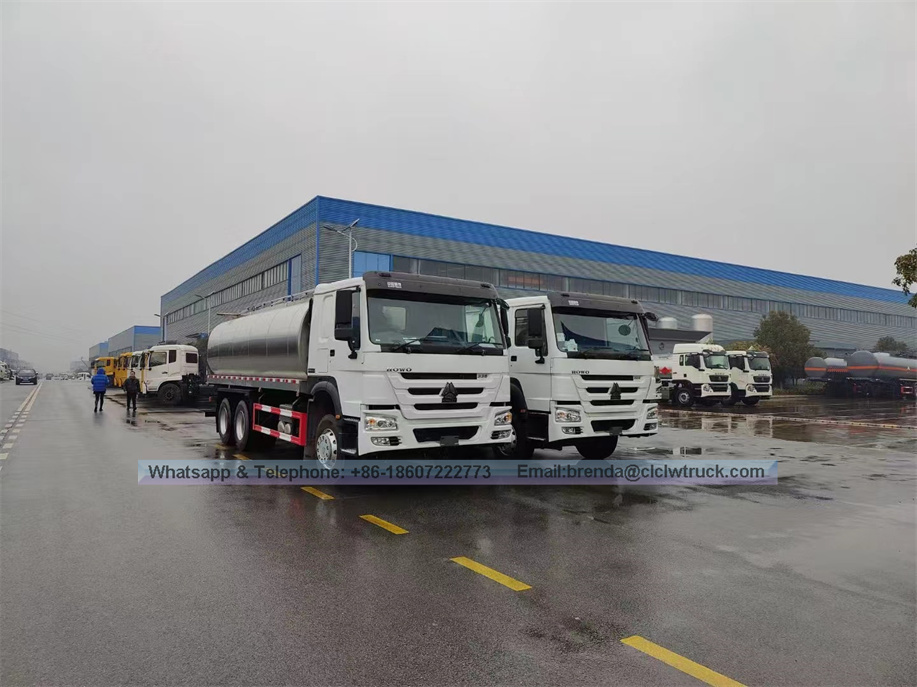 LHD/RHD HOWO 10000L 20000L CAMIÓN DE TANQUE DE TRANSPORTE DE LECHE FRESCA 10 CBM 20CBM Cerrirador de acero inoxidable