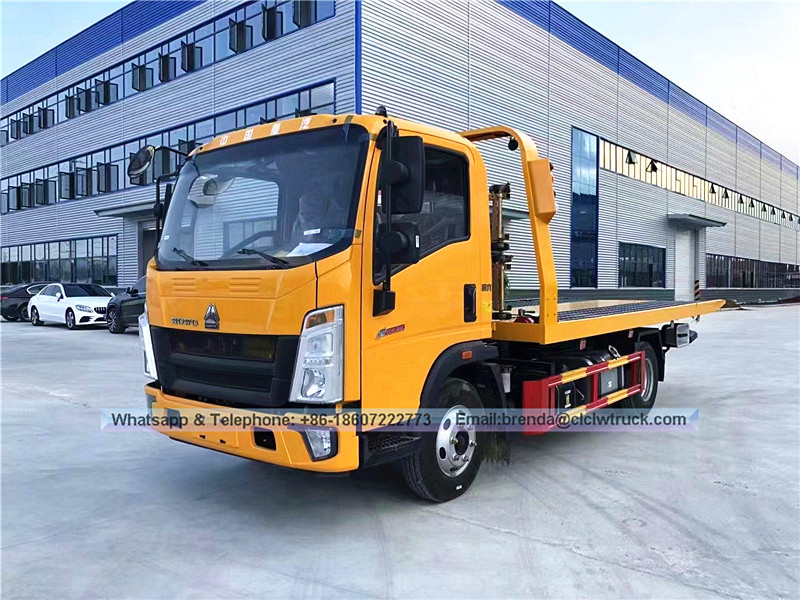 Sinotruk Howo 5ton Trabajo plano de la cama, grúa de restricciones 4x2 para la venta