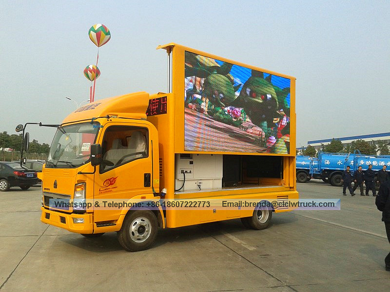 Camión LED de Howo, precio de camión LED móvil, publicidad al aire libre camión LED
