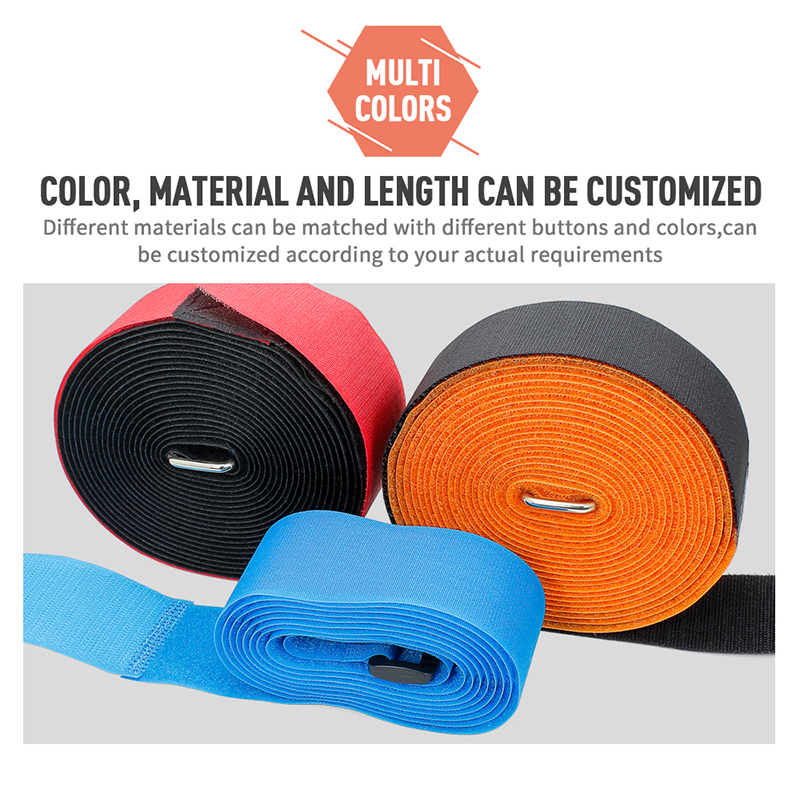 Adjustable belt buckle black elastic strap traveling luggage unnapped loop hook magic tape recycled elastic strap