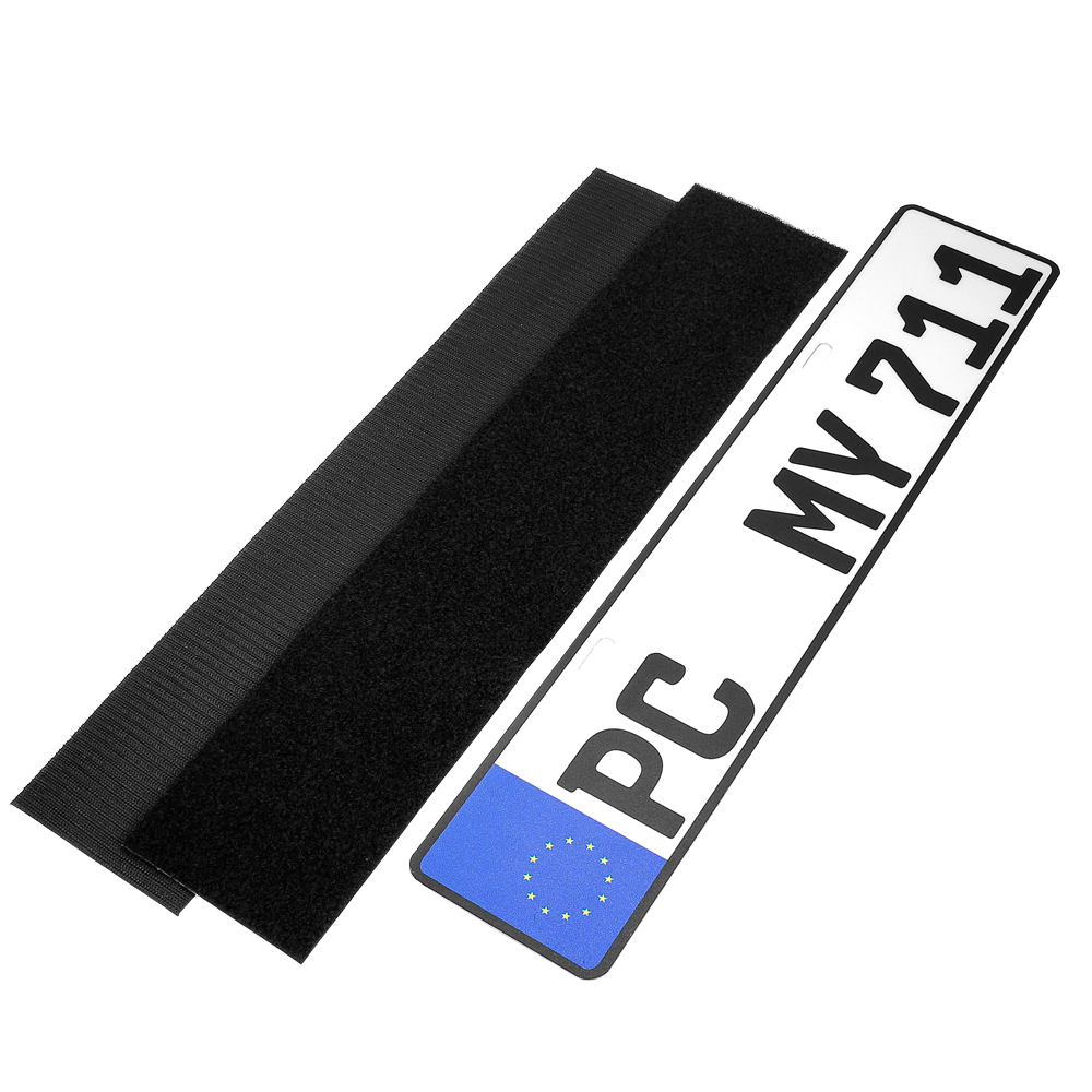 Car license plate holder hook and loop tape self adhesive number plate holder magic tape fastener