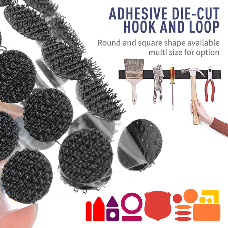 High duty adhesive backed Die cut hook and loop dots sticky backed magic tape roll dots