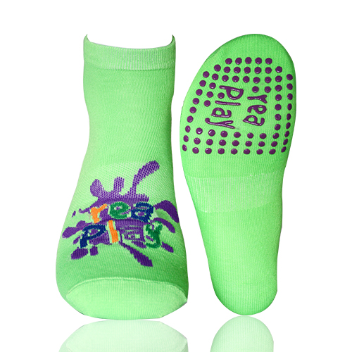 China mejor logotipo personalizado pilates grip calcetines inflables park half grip bounce calcetines
