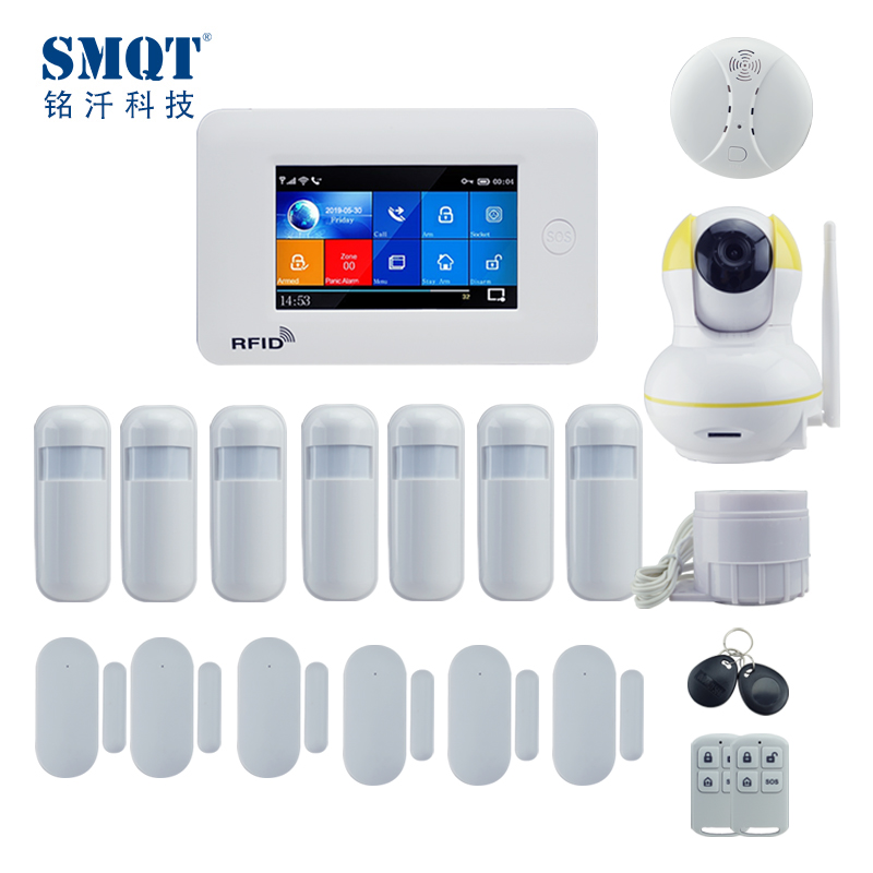 4.3-inch full touch screen GSM WIFI wireless home security alarm system kit