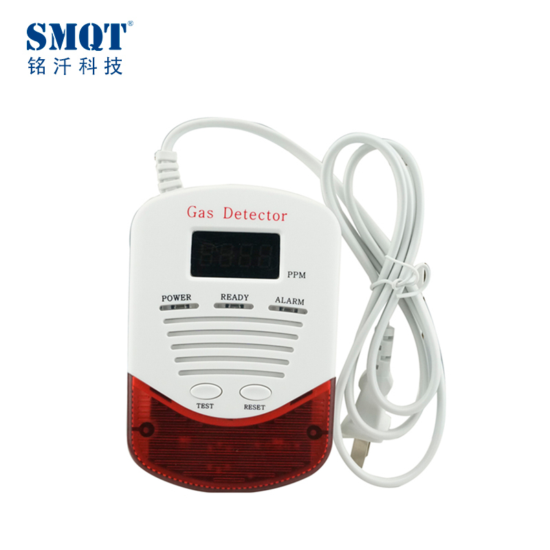 Detector de alarme de gás com fio LED leve especial