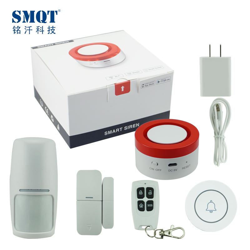 SMQT Newest Smart Tuya App Wifi Smart Strobe Alarm Siren with Remote Controller
