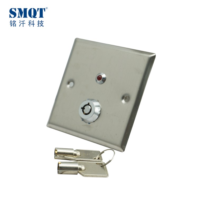 Stainless steel access control door release button with key