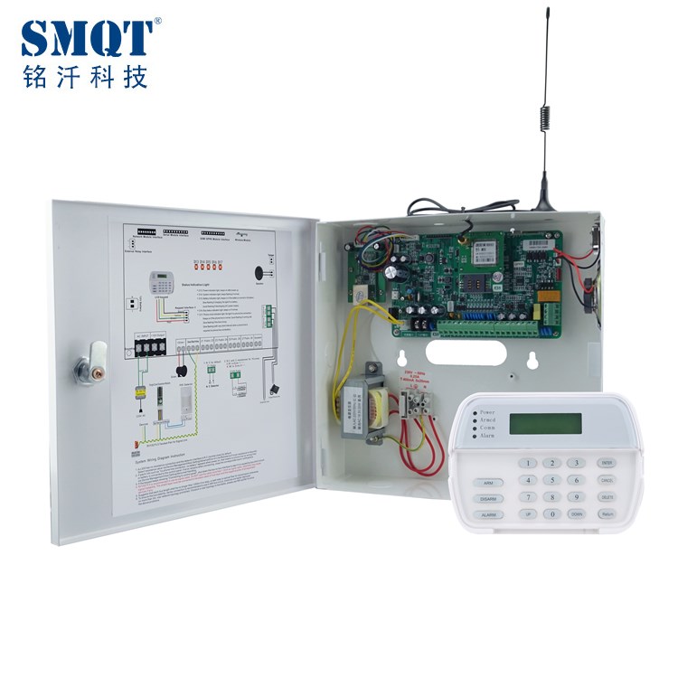 TCP / IP + GPRS + GSM + PSTN 8 Kablolu ve 30 Kablosuz Ev Güvenlik Alarm Sistemi