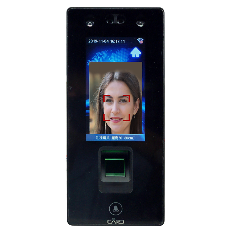 Impressão digital na tela de toque e controle de acesso à porta de reconhecimento de rosto e leitor de comparecimento do tempo