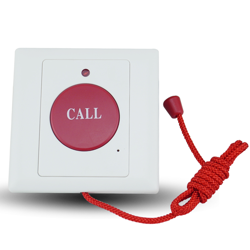 Wired emergency press call button with pulling rope switch button