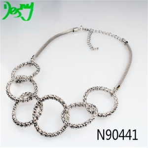big silver six rings vintage boutique pendant necklace N90441