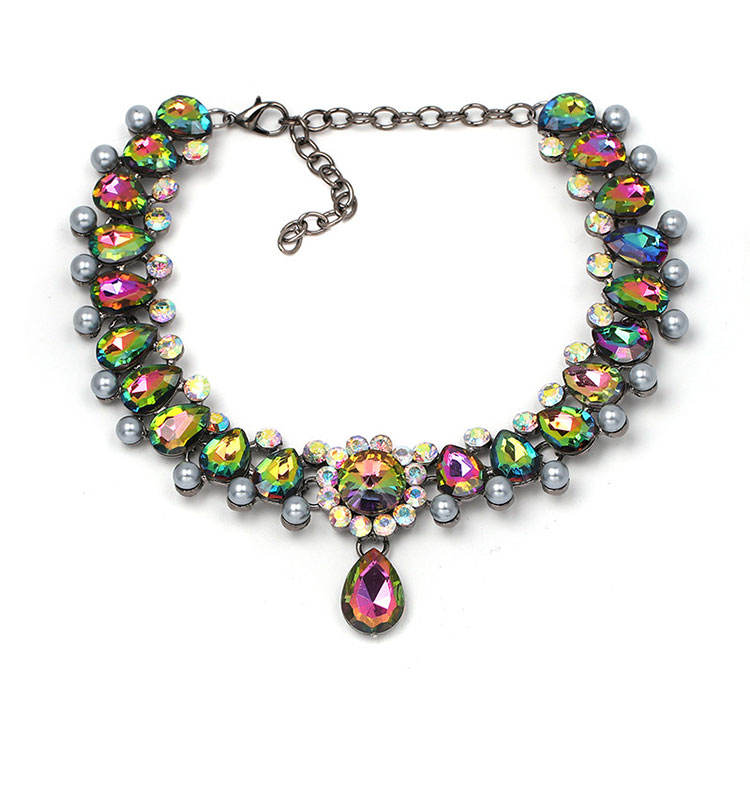 2018 New European and American style multi-colored wedding party gift drop necklace for women